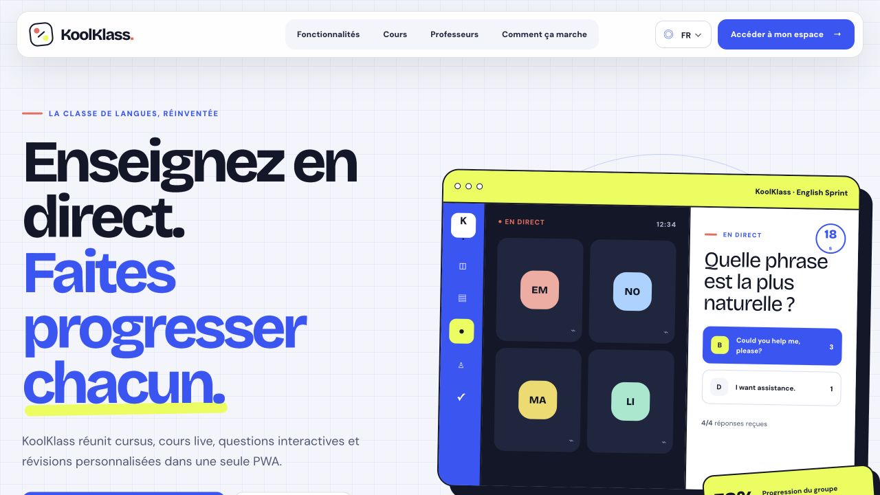 KoolKlass homepage